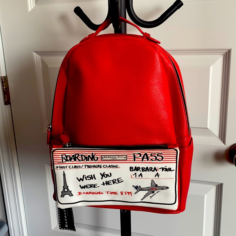 💯 AUTHENTIC Barbara Rihl red leather backpack